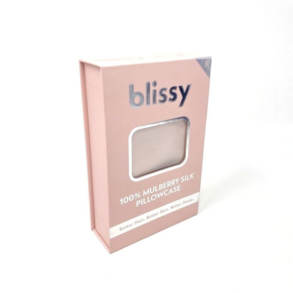 Blissy King 600 Thread Count Silk Pillowcase Navy Blue OR Blush Pink 20" x 36" - Picture 6 of 16